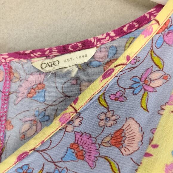 Cato Floral Patchwork Rayon Peasant Blouse Top Women's 2X Plus Dolman Slv Tiered - Picture 3 of 10